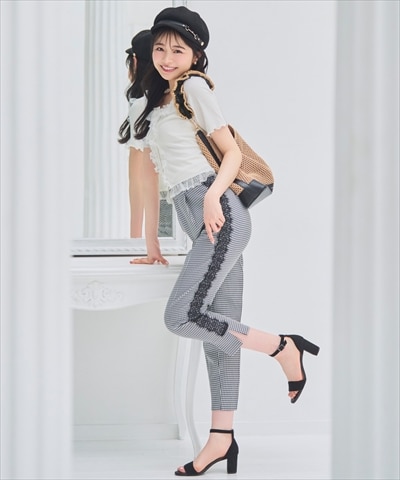レーストリムテーパードパンツ