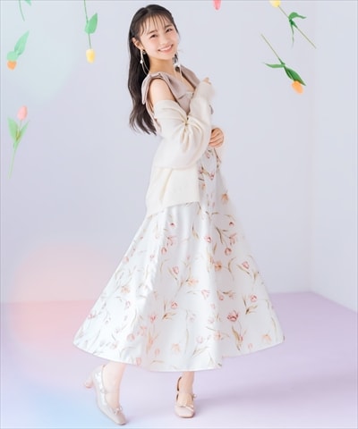 【1/16(fri)発売｜先行予約受付中】リボンショルダーチューリップフレアワンピース