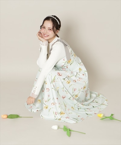 【Tulip Series】リボンショルダーチューリップフレアワンピース