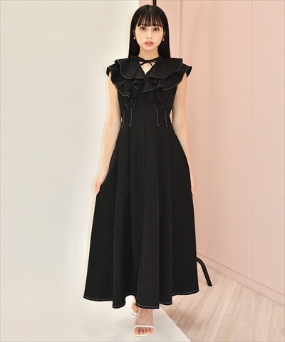 ナローリボンラッフルフリルワンピース