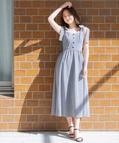 【GW SPECIAL PRICE】リボンショルダーギャザーワンピース