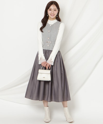 ツイードドッキングジレワンピース