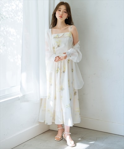 ミモザプリントキャミワンピース