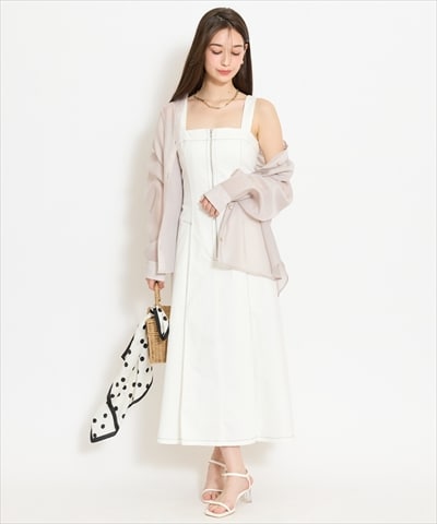 ステッチデザインフロントZIPワンピース