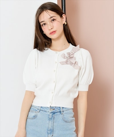 リボンデコレーションカーディガン