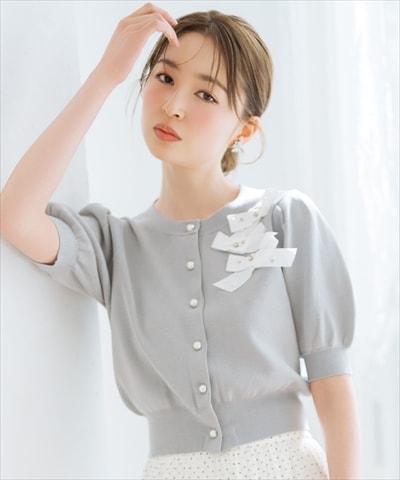 リボンデコレーションカーディガン