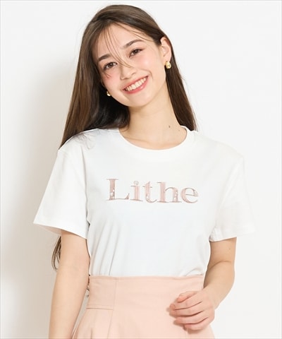 ビジュー付き刺繍ロゴTシャツ