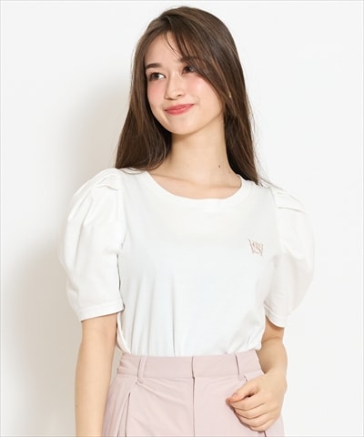 ロゴ刺繍タックスリーブTシャツ