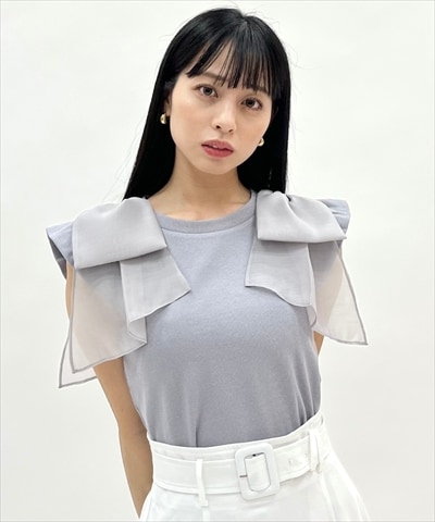ショルダーリボンカットトップス