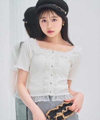 レースフリルカットトップス