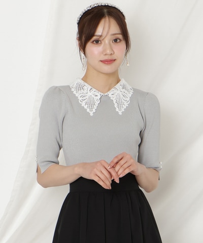 【2/27(fri)発売】リボンレースカラーリブニット