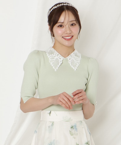【2/27(fri)発売】リボンレースカラーリブニット