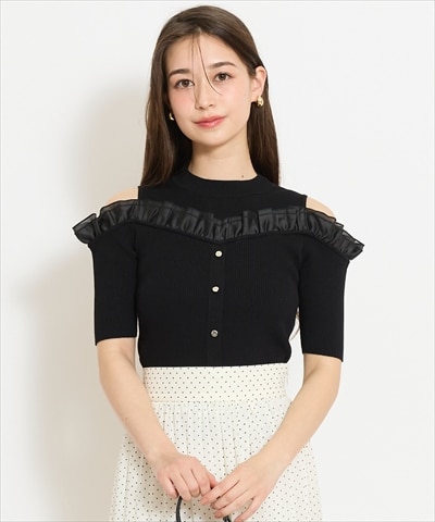 フリルレイヤードリブニット