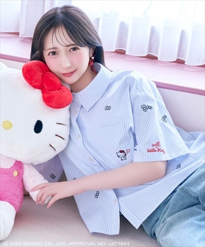 【8/7(fri)発売】WILLSELECTION×HELLO KITTY 刺繍クロップドシャツ