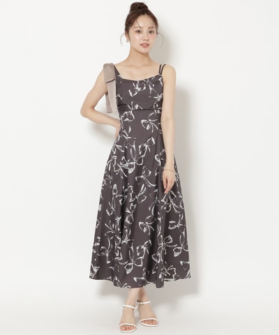 【8/7(fri)発売】リボンプリントアシメショルダーキャミワンピース