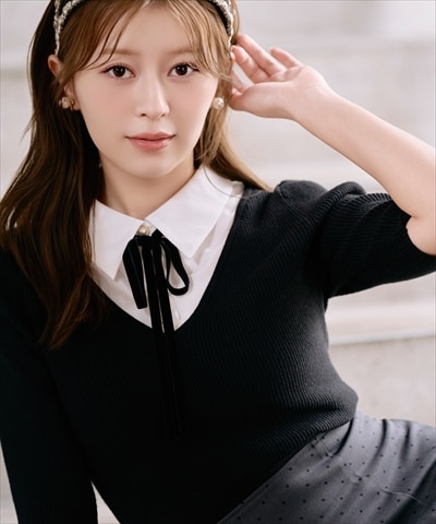 シャツドッキングリブニット