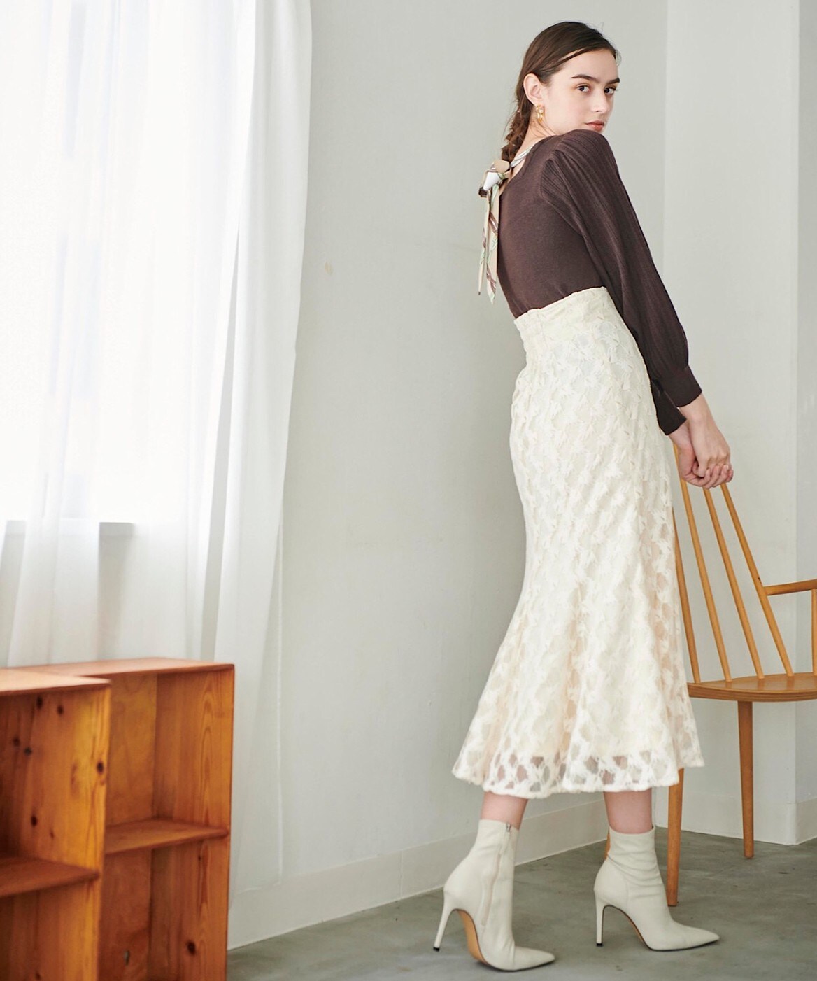 起毛レースマーメイドスカート S 白 オフ白 And Couture 公式オンラインショップ バーンデストローズ