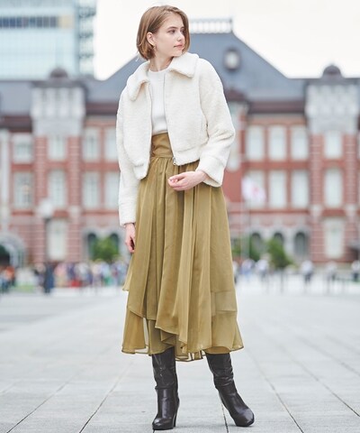 And Couture コンビチェックトレンチスカート 