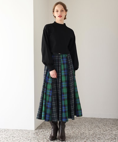 And Couture コンビチェックトレンチスカート 