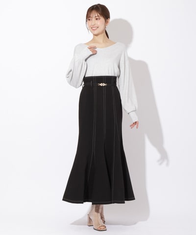 憧れの And Couture コンビチェックトレンチスカート - スカート