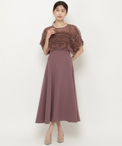 【新品タグ付】アンドクチュール　アシメラッフルレースドレス　ロングワンピース アシメラッフルレースドレス（ドレス）｜AND COUTURE（アンド