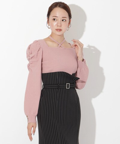 スクエアネック袖ギャザープルオーバー