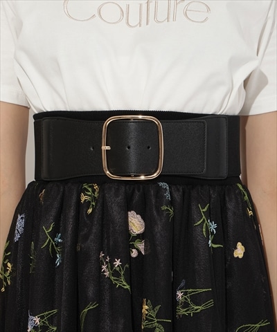 スクエアGOLDバックルゴムベルト