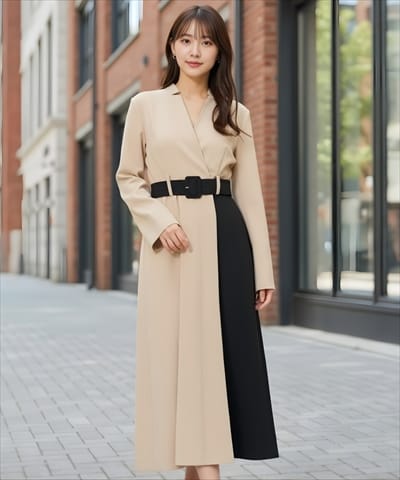 バイカラーカシュクールワンピース