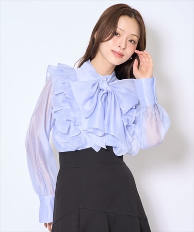 ボウタイフリルシアーブラウス