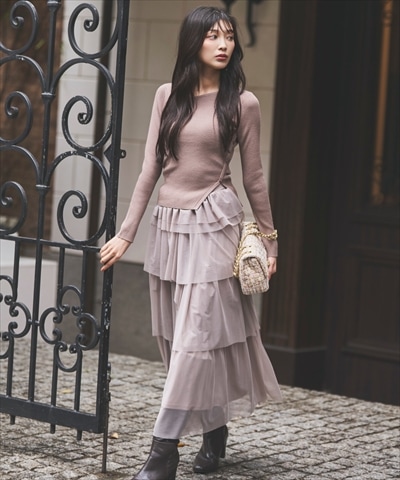 チュールティアードスカート