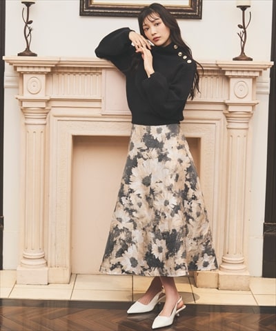 【先行予約受付中】フラワージャガードフレアスカート