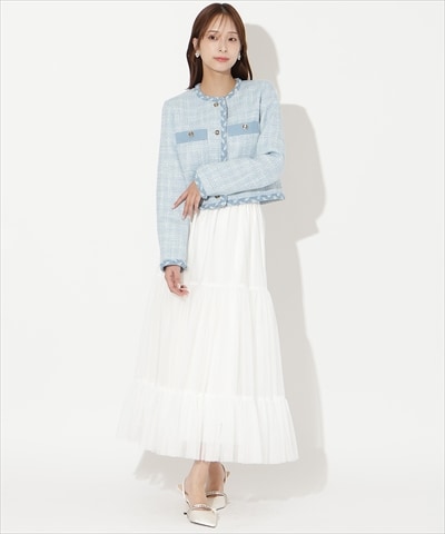 チュールティアードギャザースカート