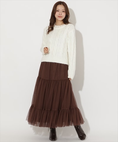 チュールティアードギャザースカート