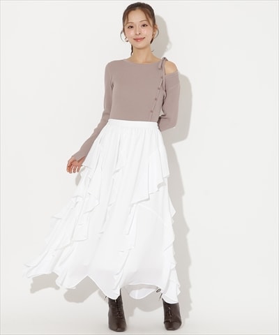 ラッフル切替フレアスカート