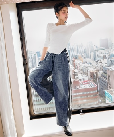 デニム&コールテンライン入りパンツ