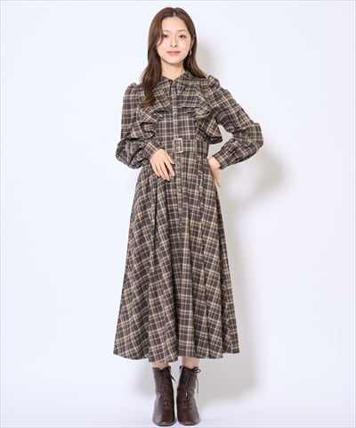 フリルケープシャツワンピース