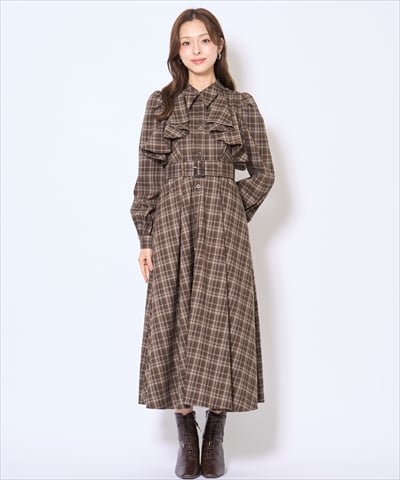 フリルケープシャツワンピース