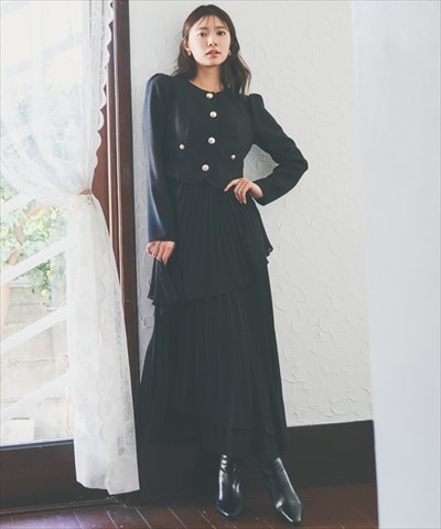 ツイードジャケットドッキングワンピース