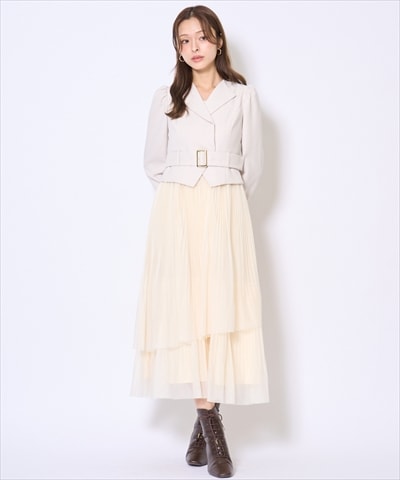 プリーツレイヤードワンピース
