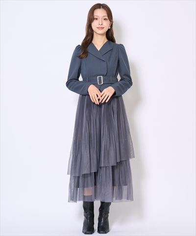 プリーツレイヤードワンピース