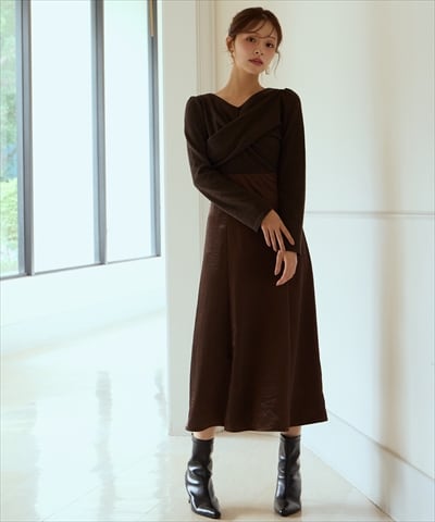 アンドクチュール　ブラックニットロングワンピース アンドクチュール AND COUTURE ロングニット＋チュール