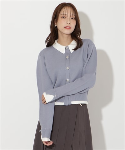 レイヤードライクニットカーデ