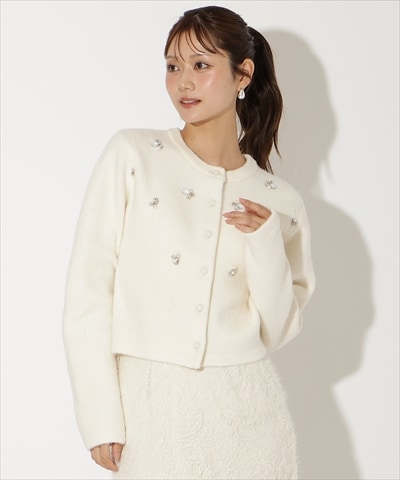 ビジュー付きニットカーディガン