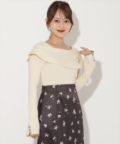 アシンメトリーカラーニットプルオーバー