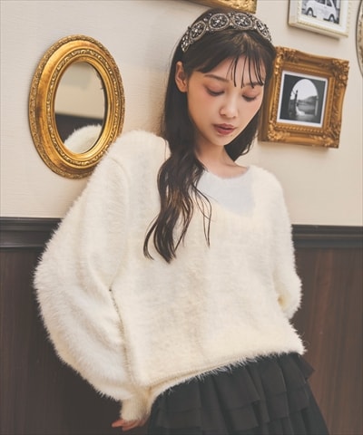 前後２WAYシャギーニットプルオーバー