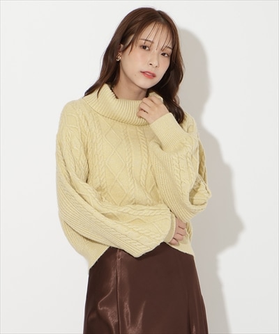 ラメケーブルタートルニットプルオーバー