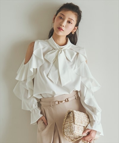 フリルボウタイブラウス