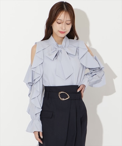 フリルボウタイブラウス