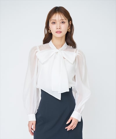 シアーボウタイブラウス
