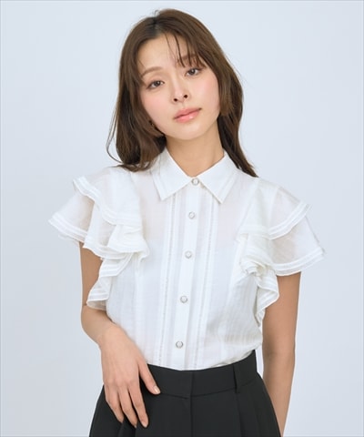ラッフルスリーブシャツブラウス